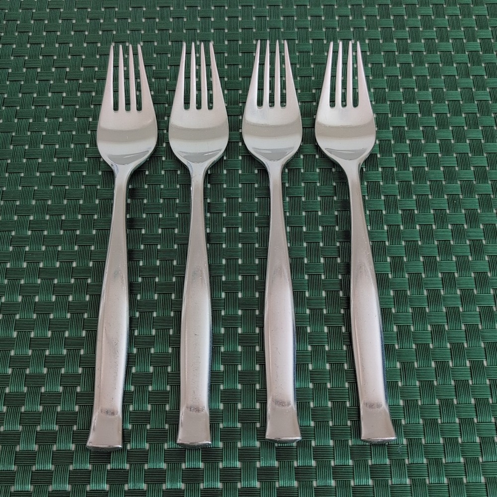 Dansk ELSINORE Salad Forks Lot Set of 4 Stainless Satin Flatware VTG Torun